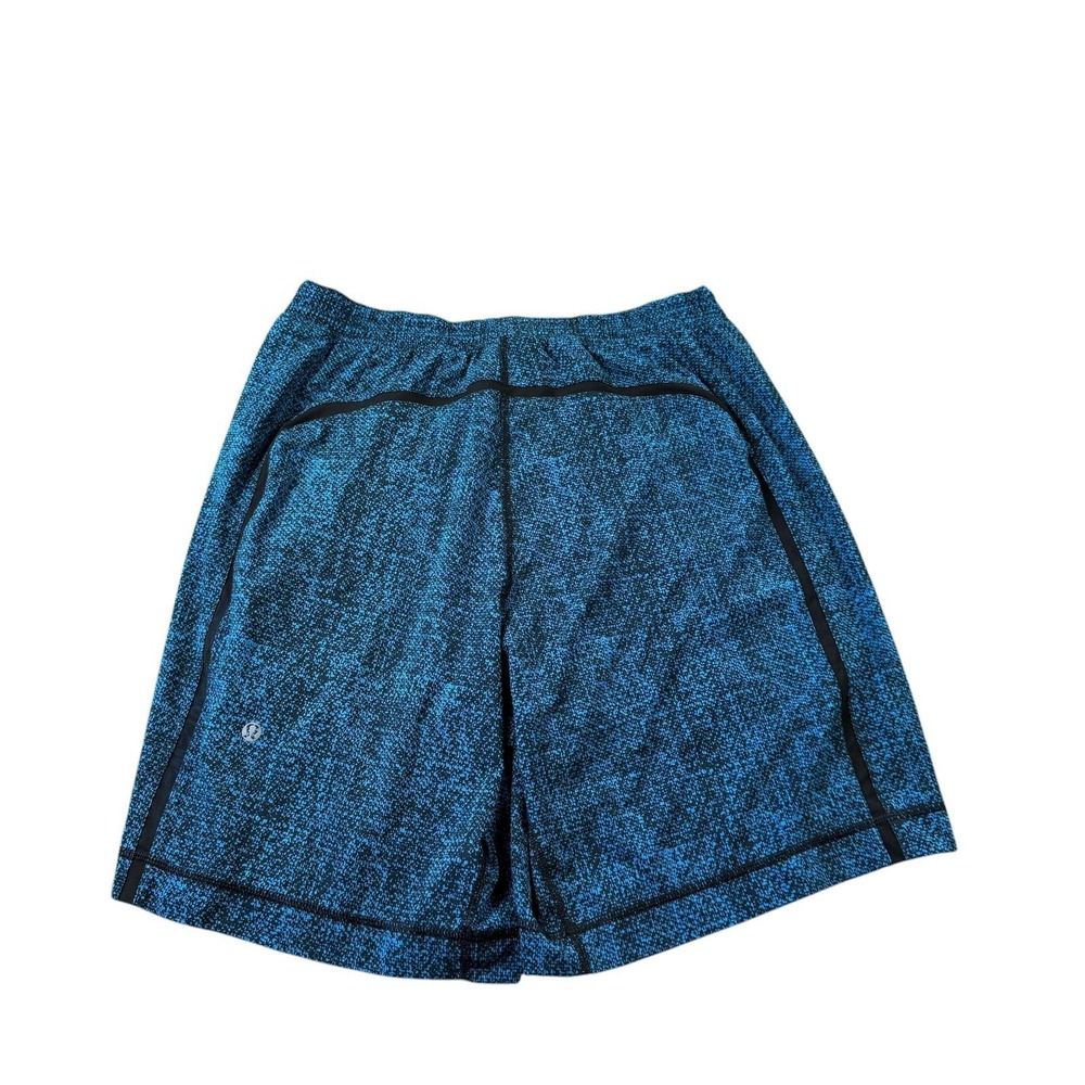 Lululemon Blue Black Woven Pace Breaker Lined Athletic Shorts Mens Size Medium M